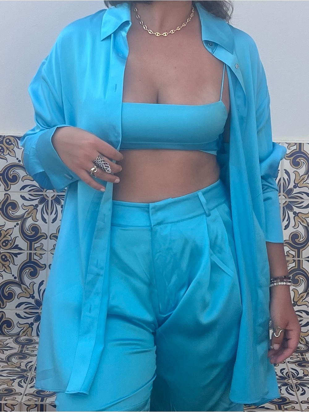 Retrofete Turquoise Satin set